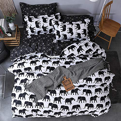 zzkds Juego de Cama cálido, edredón de Elefante con Funda de Almohada, Muchos Elefantes, Super Suave, Tres o Cuatro Juegos de Grupo de Elefantes JP-Double