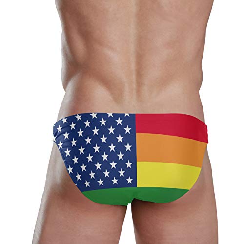 ZZKKO - Bikini de playa con bandera nacional para hombre, ropa interior deportiva, Hombre, Bandera del orgullo gay de América, L