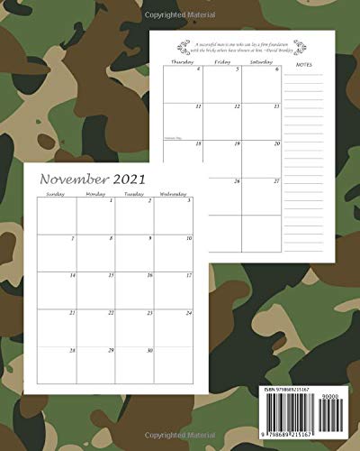2021-2030 Ten Year Planner: Camouflage Cover 10 Years Monthly Planner Appointment Calendar 8 x 10 Business Long Term Planner and Journal Agenda ... With Holidays and Inspirational Quotes