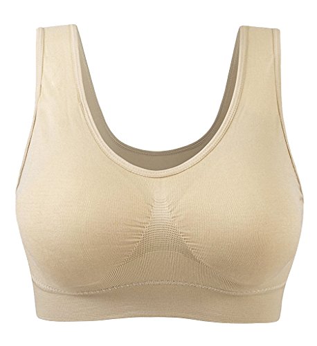 3 Piezas Sujetador Deportivo para Mujeres Sin Costuras Yoga Racerback Top con Almohadillas Extraíbles Ultimate Corriendo Gimnasio Ropa (5XL: 48/50, Desnudo x3)