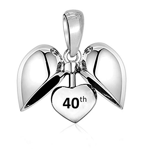 40th feliz cumpleaños Charm con forma de corazón abalorios para mujer pandora charm pulsera - Plata de ley 925 dijes - 40 º