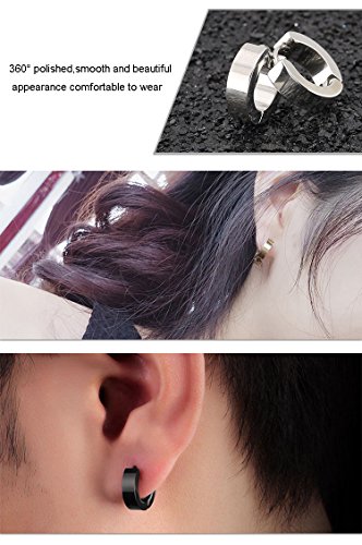 5 Pares 14mm Acero Inoxidable Pendientes pour Hombre Mujer Niña Pendientes Aros Plata Tous