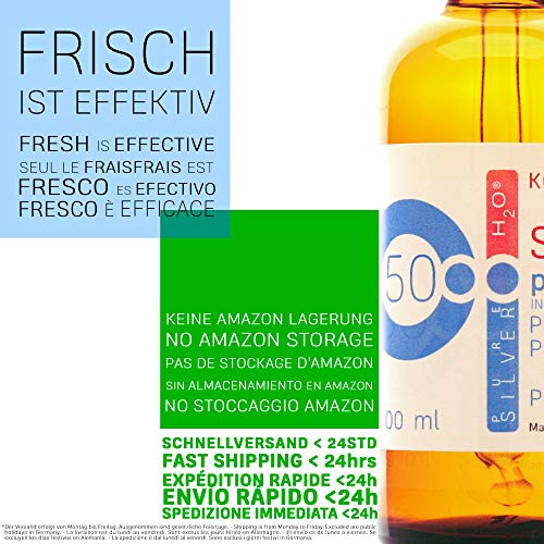 500ml Plata coloidal PureSilverH2O - Botella 500ml/25ppm Plata coloidal - 99,99% de plata pura - la mejor calidad - Made in Germany