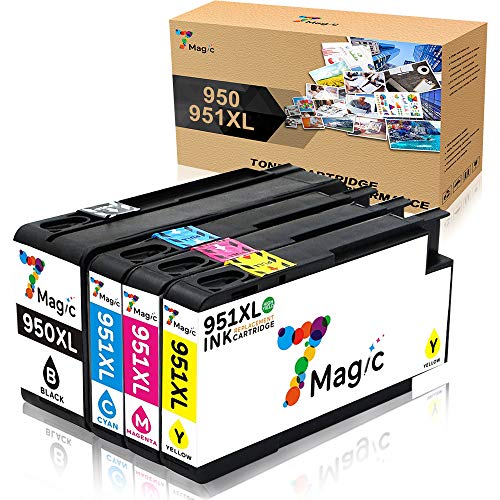 7Magic 950xl 951xl Cartuchos de tinta de repuesto compatibles con HP Officejet Pro 8100 8600 8610 8620 8630 8640 8660 8615 8625 251dw 276dw (1 negro, 1 cian, 1 magenta, 1 amarillo)