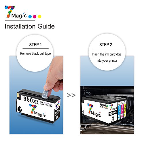 7Magic 950xl 951xl Cartuchos de tinta de repuesto compatibles con HP Officejet Pro 8100 8600 8610 8620 8630 8640 8660 8615 8625 251dw 276dw (1 negro, 1 cian, 1 magenta, 1 amarillo)