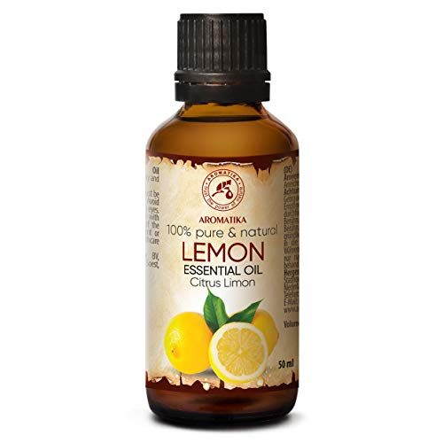 Aceite Esencial de Limón 50ml - Citrus Limon Sin Diluir - Italia - 100% Puro y Natural - para Aliviar la Tensión - Fragancias para el Hogar - Mejor para la Aromaterapia - Relajación - Difusor