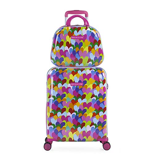 AGATHA RUIZ DE LA PRADA - Juego Maleta Cabina y Neceser 2 pzs, Maleta Pequeña 20"(55x40x20 cm), ABS, Rígidas, Resistentes y Duraderas, 4 Ruedas, Cómodas y Ligeras, Candado Combinación 13, Color Fucsia