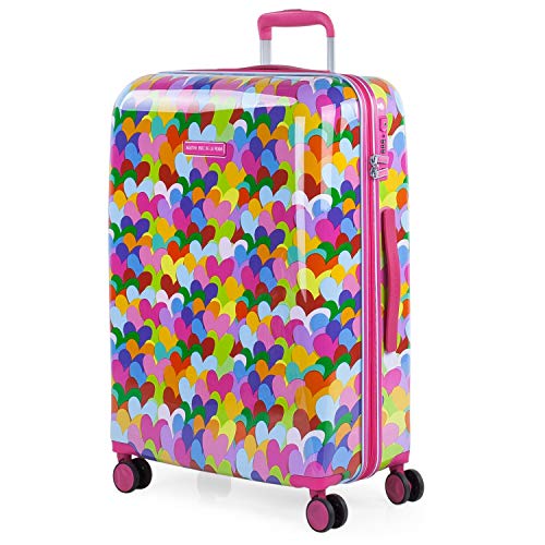 AGATHA RUIZ DE LA PRADA - Maleta de Viaje Mediana Rígida Trolley 4 Ruedas 67 cm de Policarbonato Estampado con Corazones. Resistente y Ligera. Mango 2 Asas y Candado. Estudiante 131160, Color Fucsia