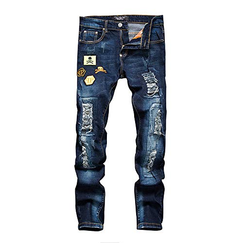 Agujeros Rasgados De Los Hombres De Biker Cher Jeans Los Hombres Street Joven Dance Jeans Pantalones para Hombre Hip Hop Ripped Hole Jeans Pantalones Pantalones Largos Ocasionales De Los