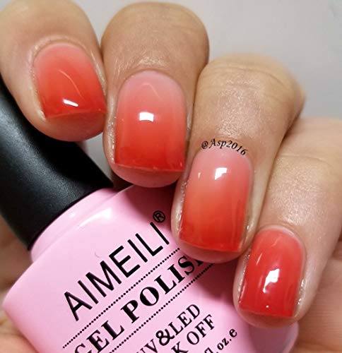 AIMEILI Esmalte Semipermanente De Uñas Temperatura Cambio De Color Camaleón Soak Off UV LED Uñas De Gel - Red Horizon (TC08) 10ml