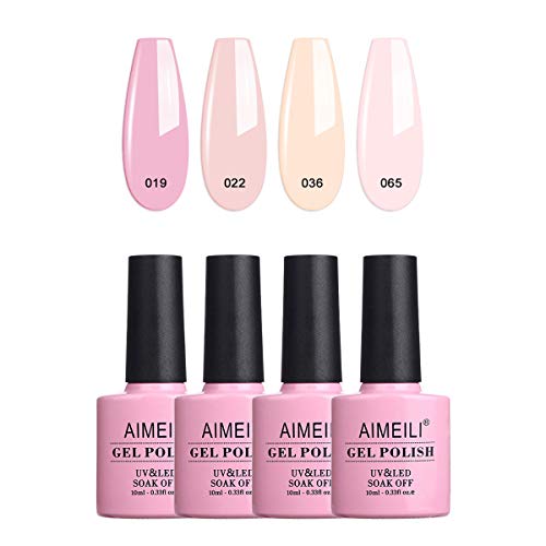 AIMEILI Kit de Esmalte Semipermanente Para Uñas Esmaltes de Uñas Esmaltes en Gel Uñas UV LED Pintauñas Permanente Set de Regalo Soak Off Manicura Colores De La Mezcla Set 4 X 10ml - Set 17