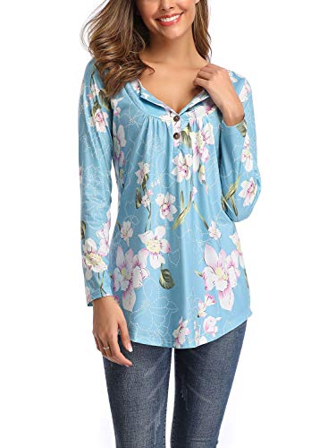 Ajpguot Verano Camisetas Mujer Manga Corta Cuello V Tops Color Sólido Blusas Casual Camisas (2XL, 5577 Lirio Azul)