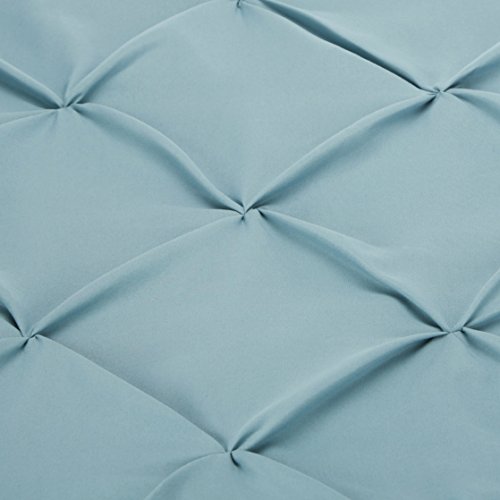 AmazonBasics - Juego de cama con colcha fruncida en pellizco, 220 x 250 cm, Azul (Spa Blue)