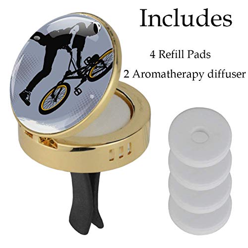 Ambientador Difusor Bicicleta de montaña Coche Aromatherapy Difusor de Aceite Esencial Locket de metal con Vent Clip Almohadillas de Fieltro 2 Piezas 34x46.5mm