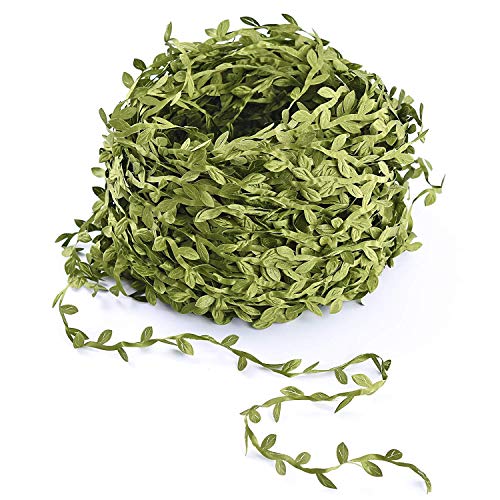 Amkun - Enredaderas artificiales con hojas de ratán verde (accesorio para boda, pared, manualidades, decoración de fiestas), 40 m