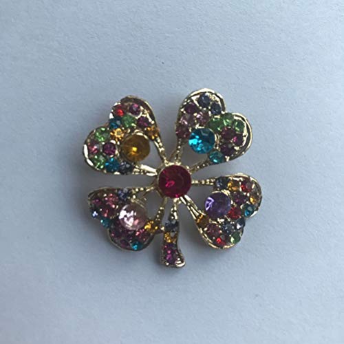 Amosfun Trébol de Cuatro Hojas Broche trébol Ahueca hacia Fuera Rhinestone Solapa Pin St. Patricks Day Decor 2pcs