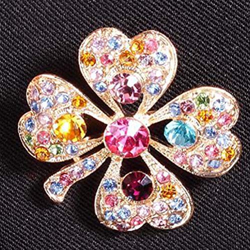 Amosfun Trébol de Cuatro Hojas Broche trébol Ahueca hacia Fuera Rhinestone Solapa Pin St. Patricks Day Decor 2pcs