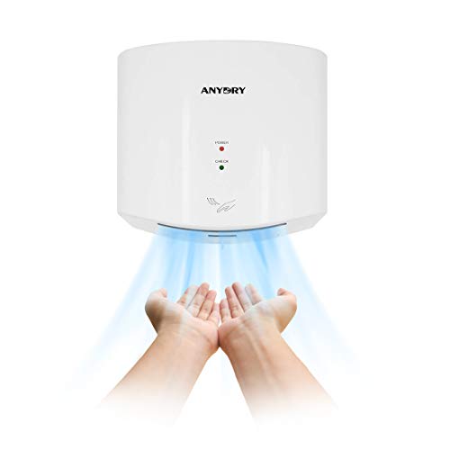 anydry AD2630S Secador de Manos Compacto automático de Alta Velocidad,Comercial y hogar,Cubierta de ABS,1400W,Blanco