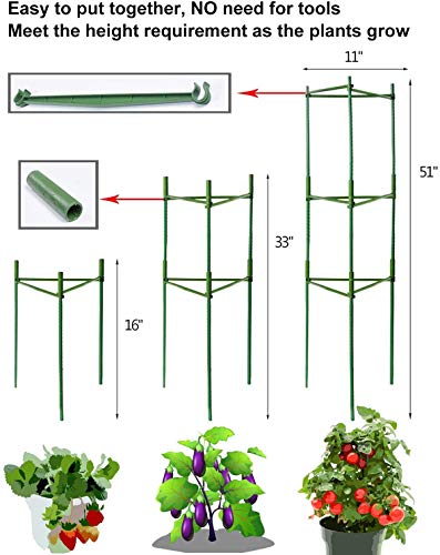 Apoyo para Plantas, Robustos Postes de Soporte para Plantas, Jaula para Plantas de Tomate, Escalada Vegtables, Flowers, Fruit Grow Cage (Un Grupo)