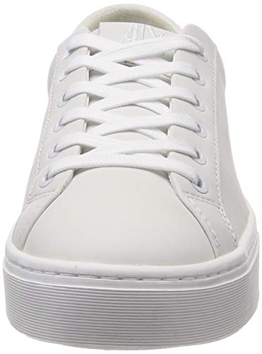 Armani Exchange Cow Leather Lace Up Sneaker, Zapatillas para Mujer, Blanco (White + White A222), 41 EU