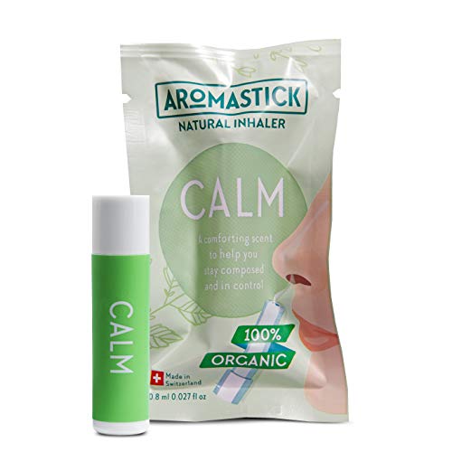 Aromastick Calm - Ayuda a mantener la calma y el control - Inhalador terapéutico natural - Aromaterapia - 100% aceites esenciales puros orgánicos, bio, Bergamota, Limón, Cedro, Salvia, Vetiver