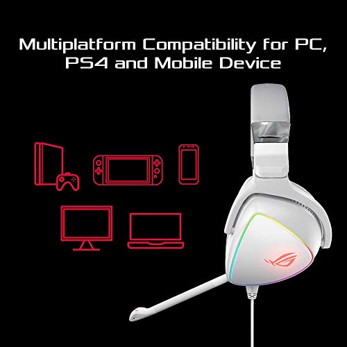 Asus ROG Delta White Edition - Auriculares de Gaming (Hi-Res ESS Quad-DAC,iluminación RGB Circular y Conector USB-C para PC, Consolas y Gaming móvil)
