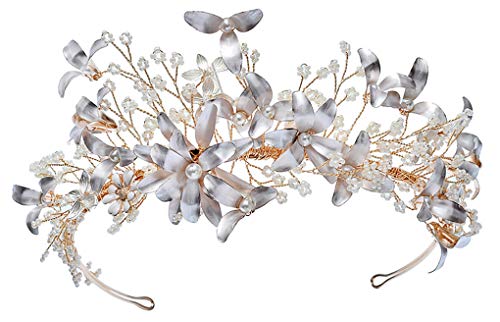 Banda para El Cabello Corona Nupcial Accesorios De Boda Exquisita Aleación Chapada En Cristal Flores Tejidas a Mano Originales Corona con Banda para La Cabeza Pesada