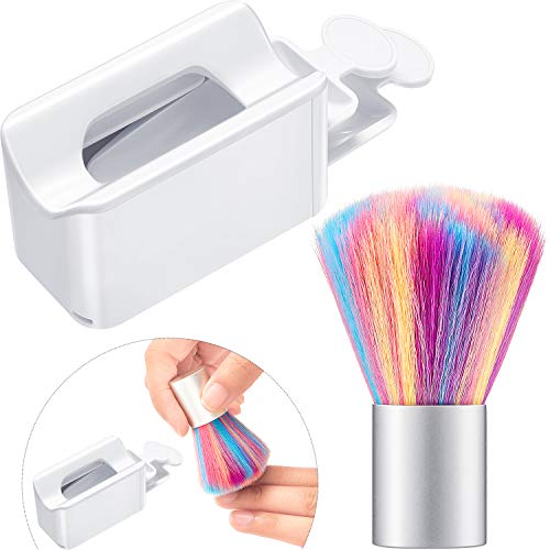 Bandeja de Reciclaje de Polvo Contenedor de Inmersión de Uñas Francesas de Sistema y Removedor de Polvo Suave de Uñas Limpiador Brocha de Polvos para Herramienta de Maquillaje y Manicura