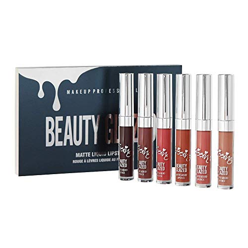 Beauty Glazed 6PCS Sexy Mate Brillo Labial, Lápiz Labial Líquido de larga Duración Hidratante Impermeable, Maquillaje Profesional para Bálsamo Labial