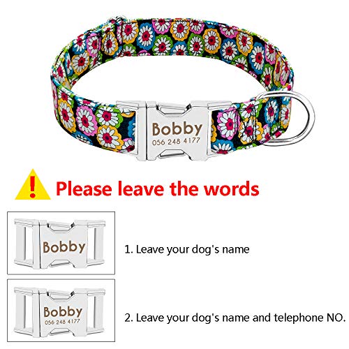Beirui - Collar ajustable para perro con placa de identificación personalizable y hebilla de liberación rápida; para perros pequeños, medianos y grandes. Tallas S, M y L
