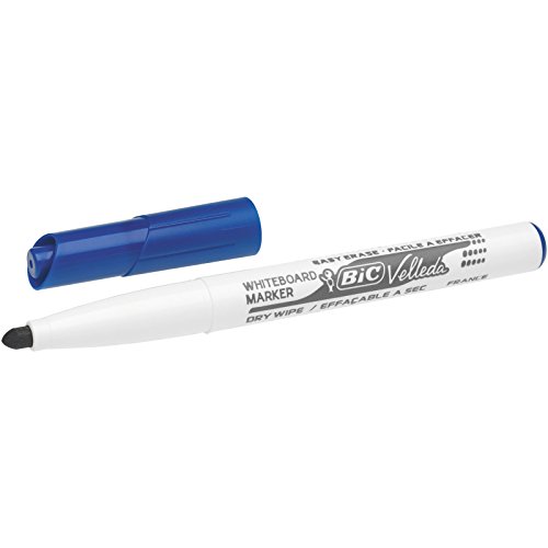 BIC Velleda 1741 - Blíster de 4 unidades, marcadores de pizarra punta media (4,5 mm), colores surtidos