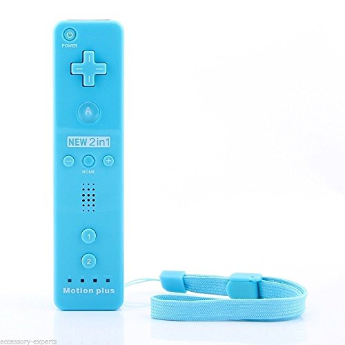 BIGFOX 2 en 1 Mando Plus con Motion Plus y Nunchunk para Nintendo Wii / Wii U (Opcional a Seis Colores) y Funda de Silicona - Azul Claro