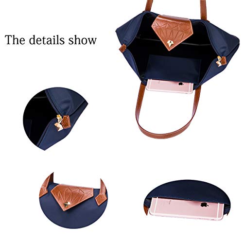 Bojly Bolso de las mujeres, bolso de hombro Bolsos para las mujeres Diamante Nylon Tote Bag Ladies Shopping Plegable Tote Bolsa de viaje de playa Impermeable Casual Azul Grande