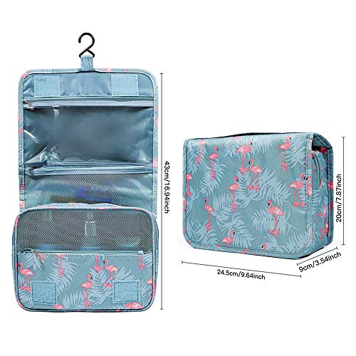 Bolsa de Cosméticos Flamenco Neceser de Maquillaje Impermeable Bolsa de Maquillaje Almacenamiento Bolsa Portátil de Lavado de Viaje, Bolsa Perezosa Bolsa Aseo con Gancho para Mujer, 2Pcs