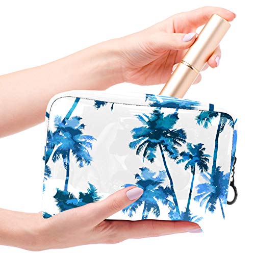 Bolsa de maquillaje portátil con cremallera bolsa de aseo de viaje para las mujeres práctico almacenamiento cosmético bolsa acuarela palmeras