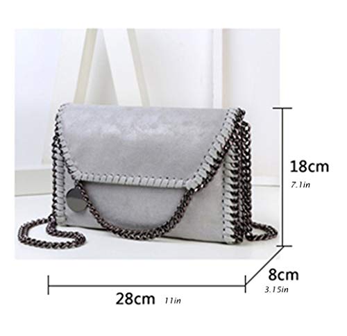 Bolso Casual para Mujer Bolso de Hombro de Cuero de PU Bolso de Cadena Bolso de Mano de Moda (Cadena Negro Negro)