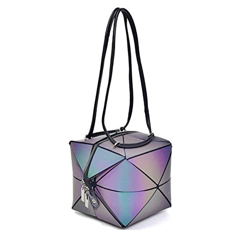 Bolso geométrico intercambiable Asa superior luminosa Bolso bandolera Bolso grande Bolso con gran capacidad Deformable al estilo de 4 diferencias para mujeres (colorful-1)