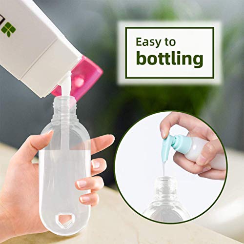 Botellas de Viaje con Clip para Llavero 50ml Botellas de Viaje Contenedor para Desinfectante de Manos Contenedor Desinfectante de Manos a Prueba de Fugas Rellenable(6 Piezas)