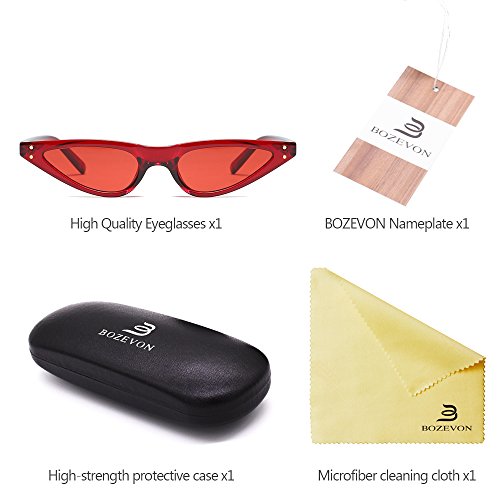 BOZEVON Mujer Gafas de Sol Clásico Retro Moda gafas Triángulo, Rojo