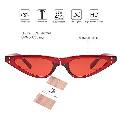 BOZEVON Mujer Gafas de Sol Clásico Retro Moda gafas Triángulo, Rojo