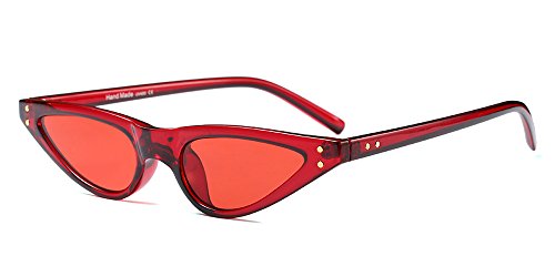 BOZEVON Mujer Gafas de Sol Clásico Retro Moda gafas Triángulo, Rojo