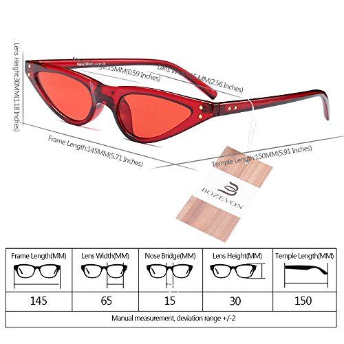 BOZEVON Mujer Gafas de Sol Clásico Retro Moda gafas Triángulo, Rojo