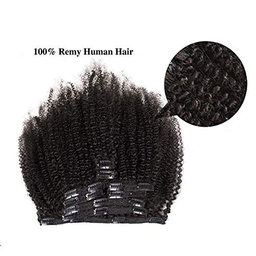 Brazilian Afro Kinky Curly Clip In Hair Extensions 8pcs 18clips 120g/pck Brazilian Virgin Human Hair Clip Ins (1 bundle 8inch, natural black)