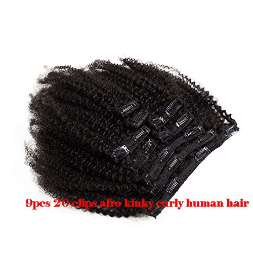 Brazilian Afro Kinky Curly Clip In Hair Extensions 8pcs 18clips 120g/pck Brazilian Virgin Human Hair Clip Ins (1 bundle 8inch, natural black)