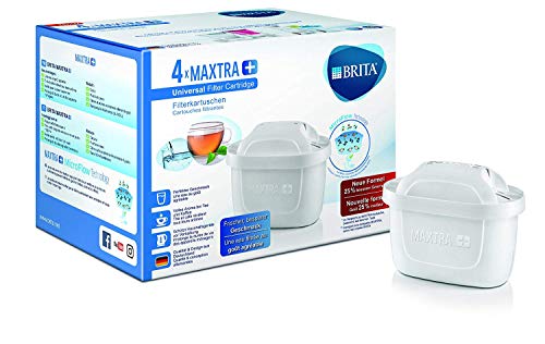 BRITA MAXTRA+ – Pack 4 filtros para el agua, Cartuchos filtrantes compatibles con jarras BRITA que reducen la cal y el cloro