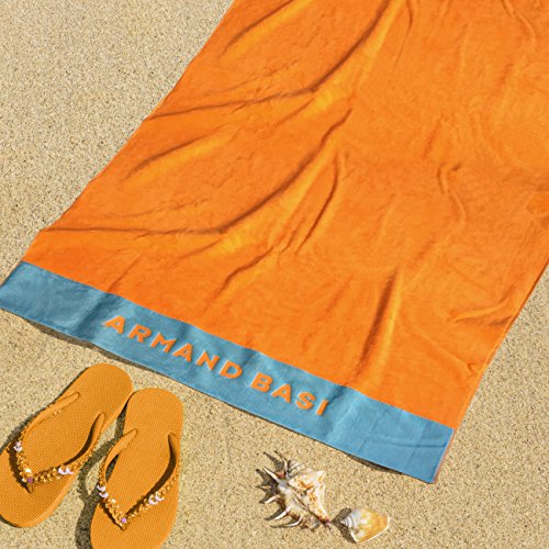 Burrito Blanco Armand Basi Toalla de Playa/Toalla de Piscina 62 Grande Lisa Algodón 100% con Tacto de Terciopelo Rectangular de 100x180 cm, Naranja