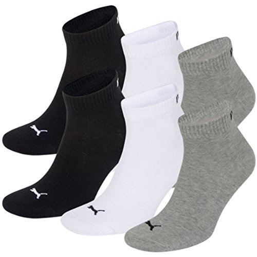 Calcetines Puma unisex, cortos, deportivos, pack de 6, todo el año, Tiempo libre, Calcetines, unisex, color grey/white/black, tamaño 6 Paar - Gr- 35-38