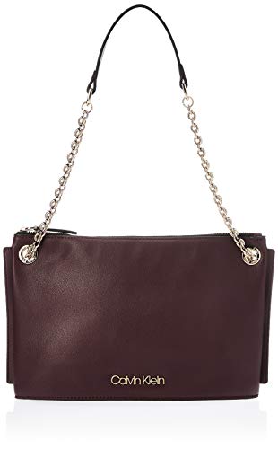 Calvin Klein Chained Conv Shoulderbag, Bolso de Hombro para Mujer, Rojo (Merlot), 50x19x28 centimeters (W x H x L)