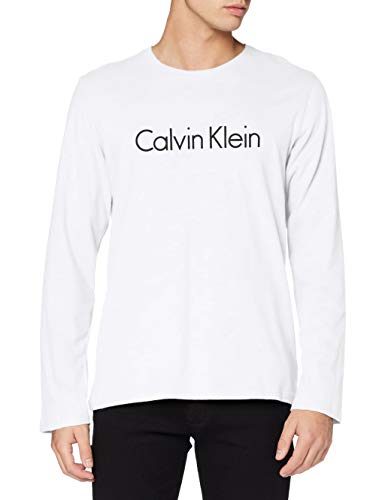 Calvin Klein L/s Crew Neck Camiseta, Blanco (White 100), Medium para Hombre