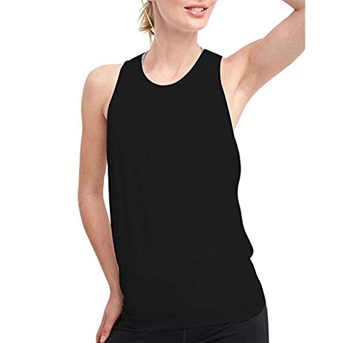 Camiseta Sin Mangas Mujer SHOBDW 2020 Nuevo Verano Deporte Camisetas Mujer Tirantes Sexy Espalda Abierta Deporte Sólido Yoga Camisas Corbata Entrenamiento Racerback Tops Blusa(Negro,XXL)